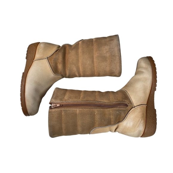 Vntg Blondo Canada Shearling Lined Beige Leather / Suede Women's Sz‎ US 6 Boots - Picture 7 of 16